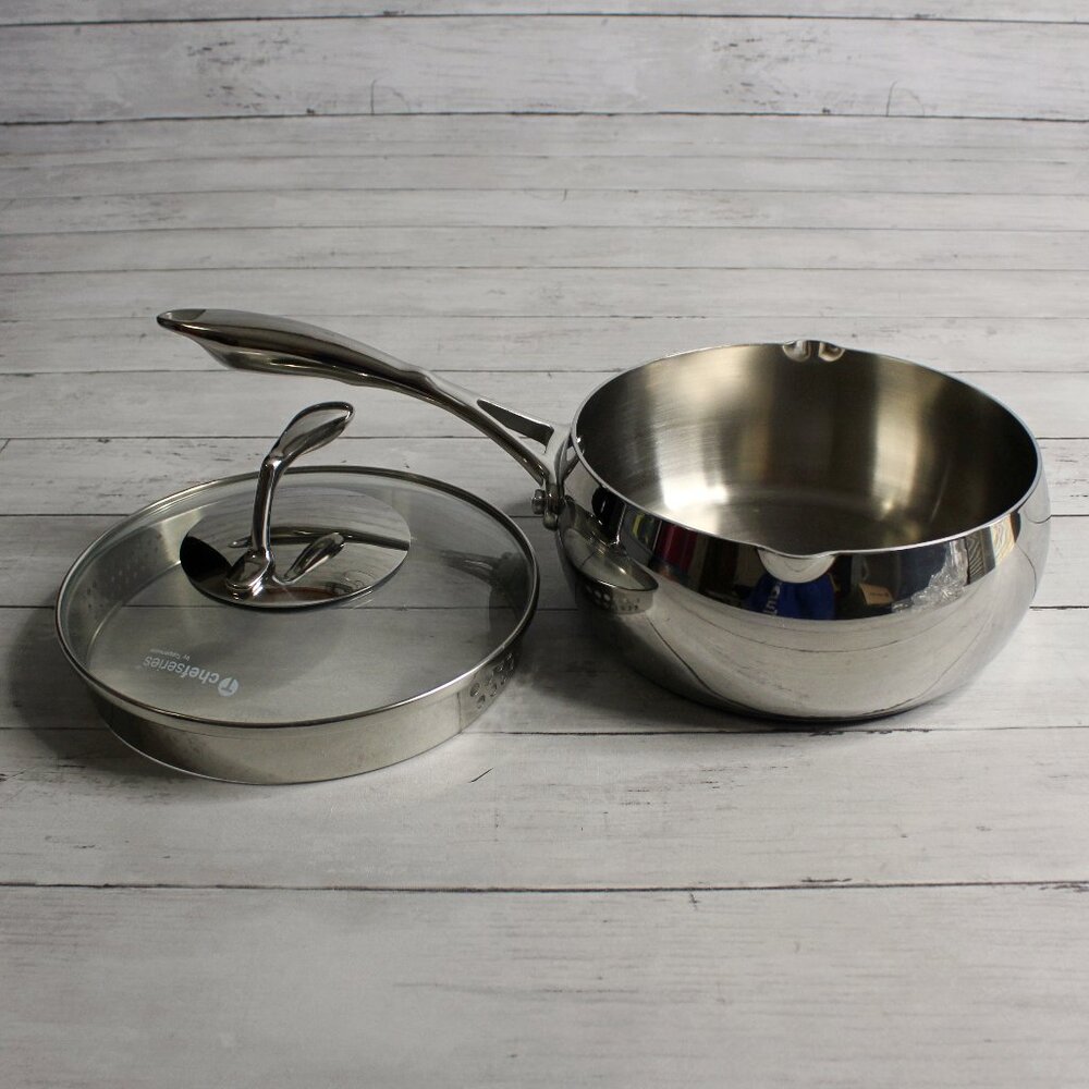 Tupperware Chef Series Stainless Steel 3 Qt Sauce Pan Glass Steamer Lid Cover